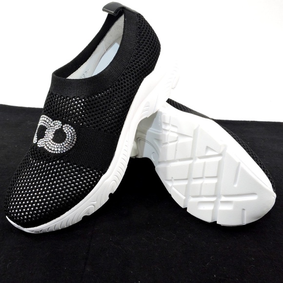 CASADEI 🇮🇹 WOMEN'S BLACK STREICH FABRIC FASHION SUMMER SNEAKERS - Picture 6 of 10